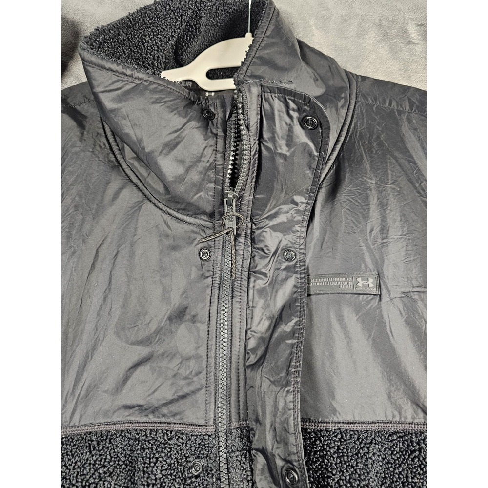 Under Armour Womens 2X Black Sherpa Teddy Fleece Full Zip Jacket 1368756 - Picture 3 of 12